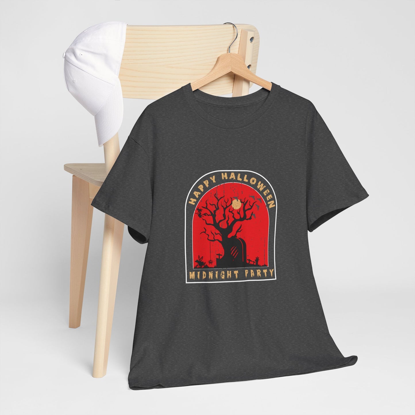 🕷️ “Happy Halloween Midnight Party” Haunted Tree Graveyard Tee 🌕
