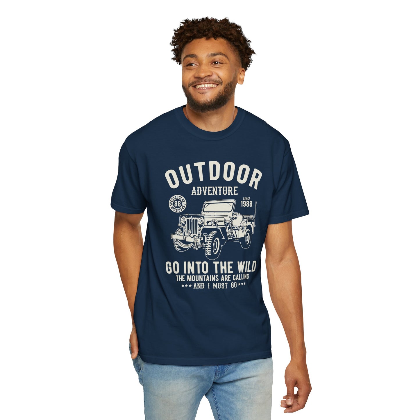 Outdoor Adventure Unisex Garment-Dyed T-shirt, Jeep Lover Gift, Camping Shirt, Hiking Apparel, Nature Enthusiast Tee