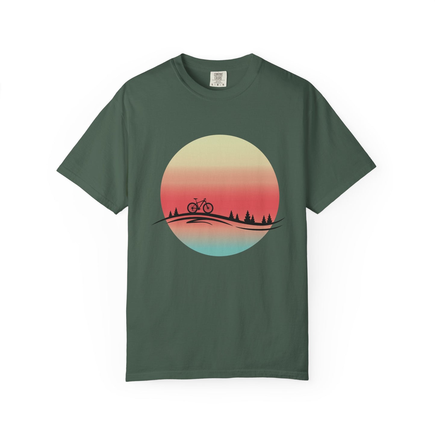 Sunset Bicycle Unisex Garment-Dyed T-shirt, Relaxed Fit Tee, Adventure Shirt, Cycling Gift, Outdoor Apparel