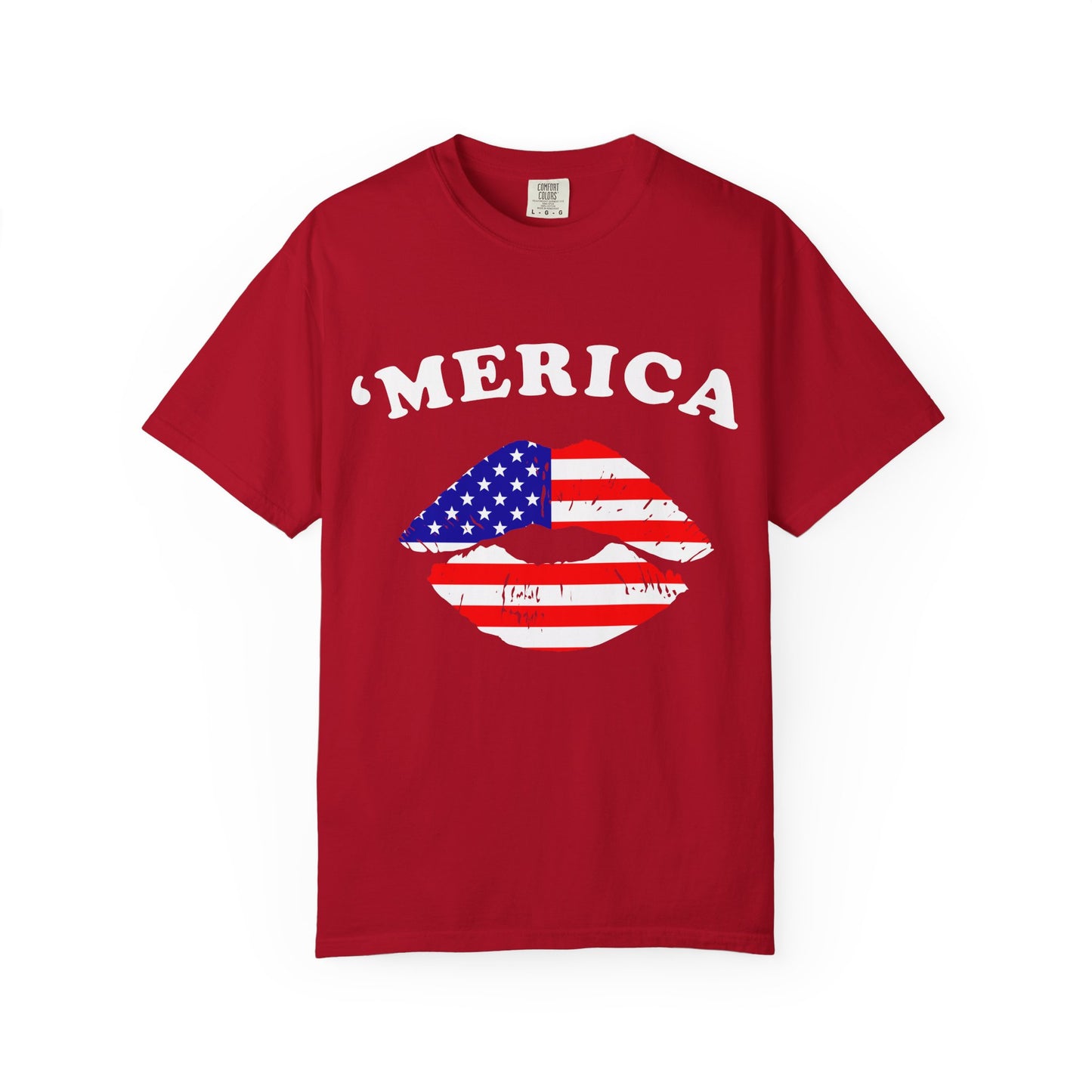‘Merica Lips T-Shirt – Patriotic Kiss Tee for Women Who Love Their Country Loud & Proud