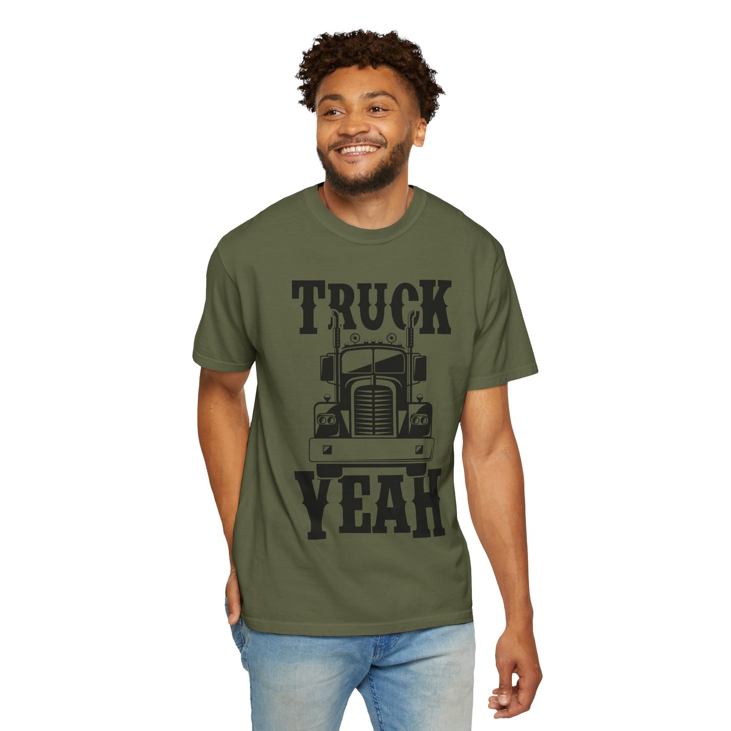 Truck Yeah Unisex Garment-Dyed T-Shirt, Casual Tee, Gift for Truck Lovers, Birthday Present, Road Trip Apparel, Fun Outdoors Shirt