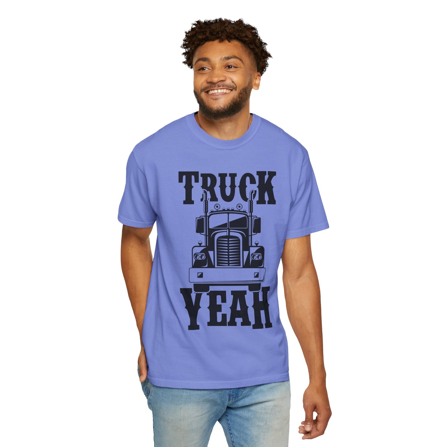 Truck Yeah Unisex Garment-Dyed T-Shirt, Casual Tee, Gift for Truck Lovers, Birthday Present, Road Trip Apparel, Fun Outdoors Shirt