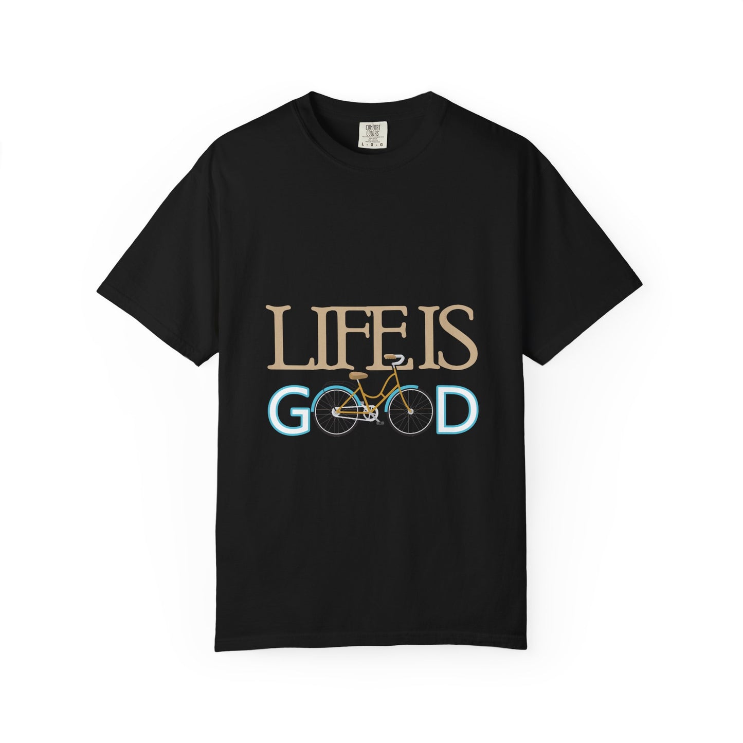 Life is Good Bicycle T-shirt | Unisex Garment-Dyed Tee for Casual Wear, Gift for Cyclists, Everyday Comfort Apparel