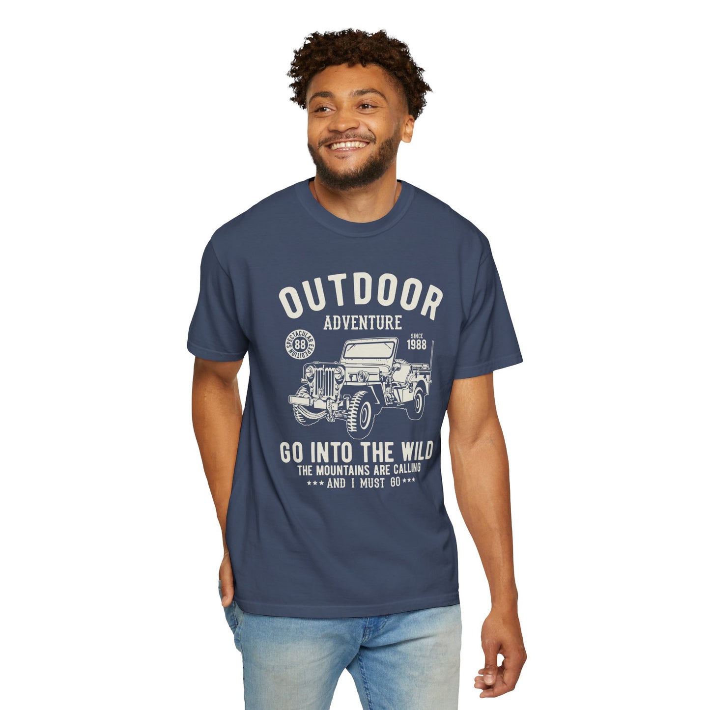 Outdoor Adventure Unisex Garment-Dyed T-shirt, Jeep Lover Gift, Camping Shirt, Hiking Apparel, Nature Enthusiast Tee