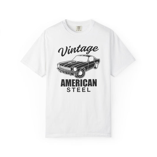Vintage American Steel T-Shirt, Retro Car Tee, Unisex Graphic Shirt, Gift for Car Lovers, 70s Style Apparel, Casual Everyday Wear