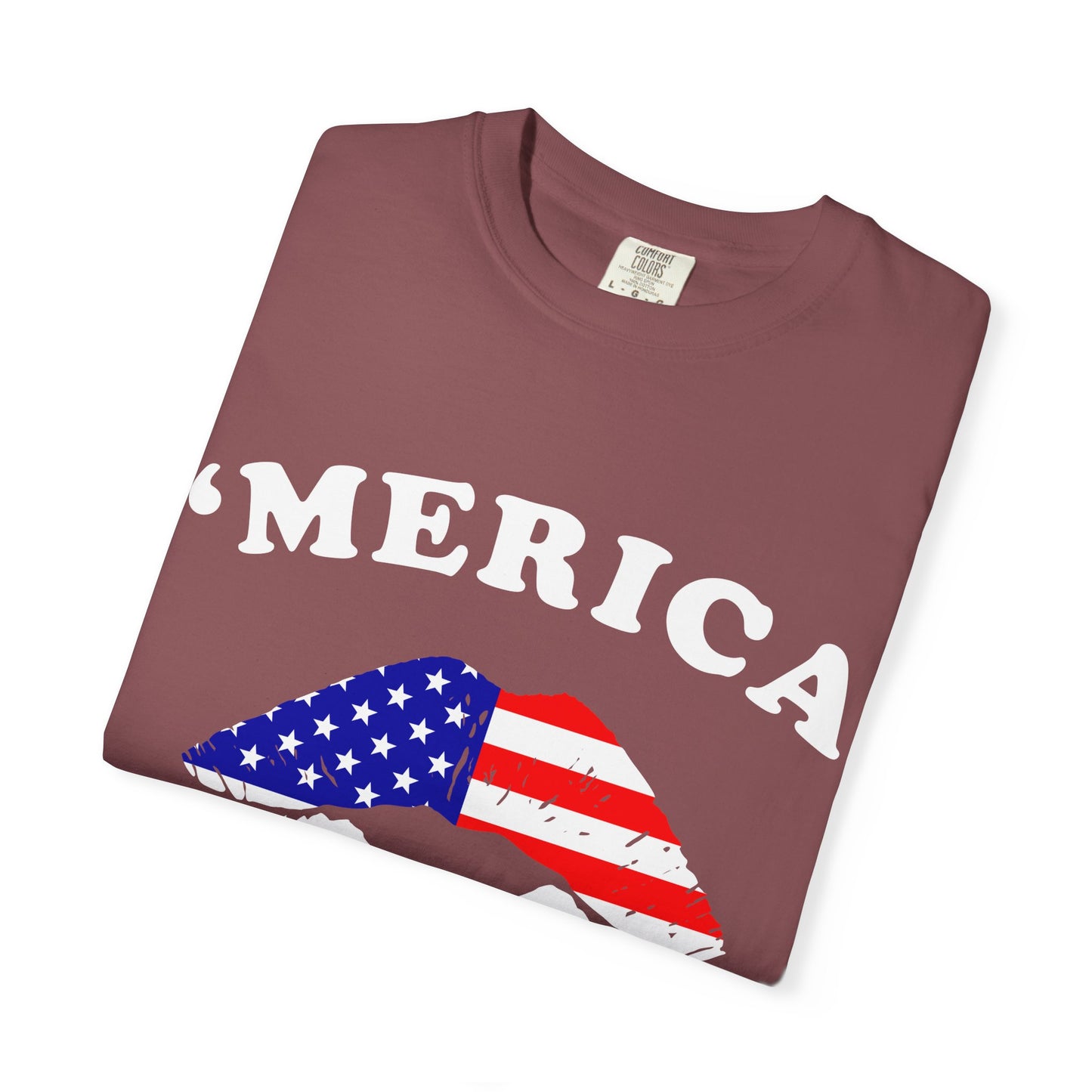 ‘Merica Lips T-Shirt – Patriotic Kiss Tee for Women Who Love Their Country Loud & Proud