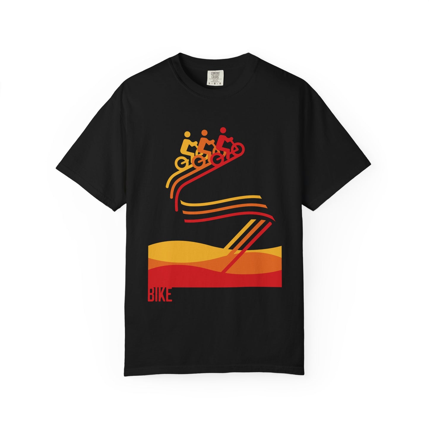 Colorful Cycling Adventure T-Shirt, Unisex Graphic Tee, Gift for Bikers, Summer Casual Wear, Outdoor Activity Shirt