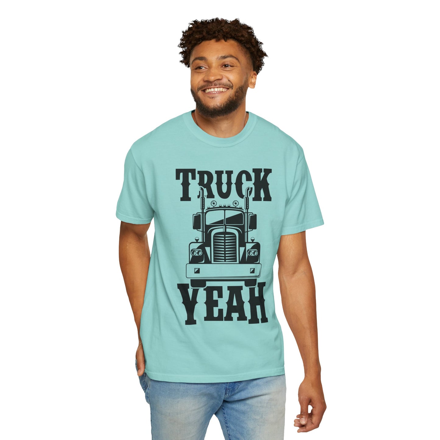 Truck Yeah Unisex Garment-Dyed T-Shirt, Casual Tee, Gift for Truck Lovers, Birthday Present, Road Trip Apparel, Fun Outdoors Shirt