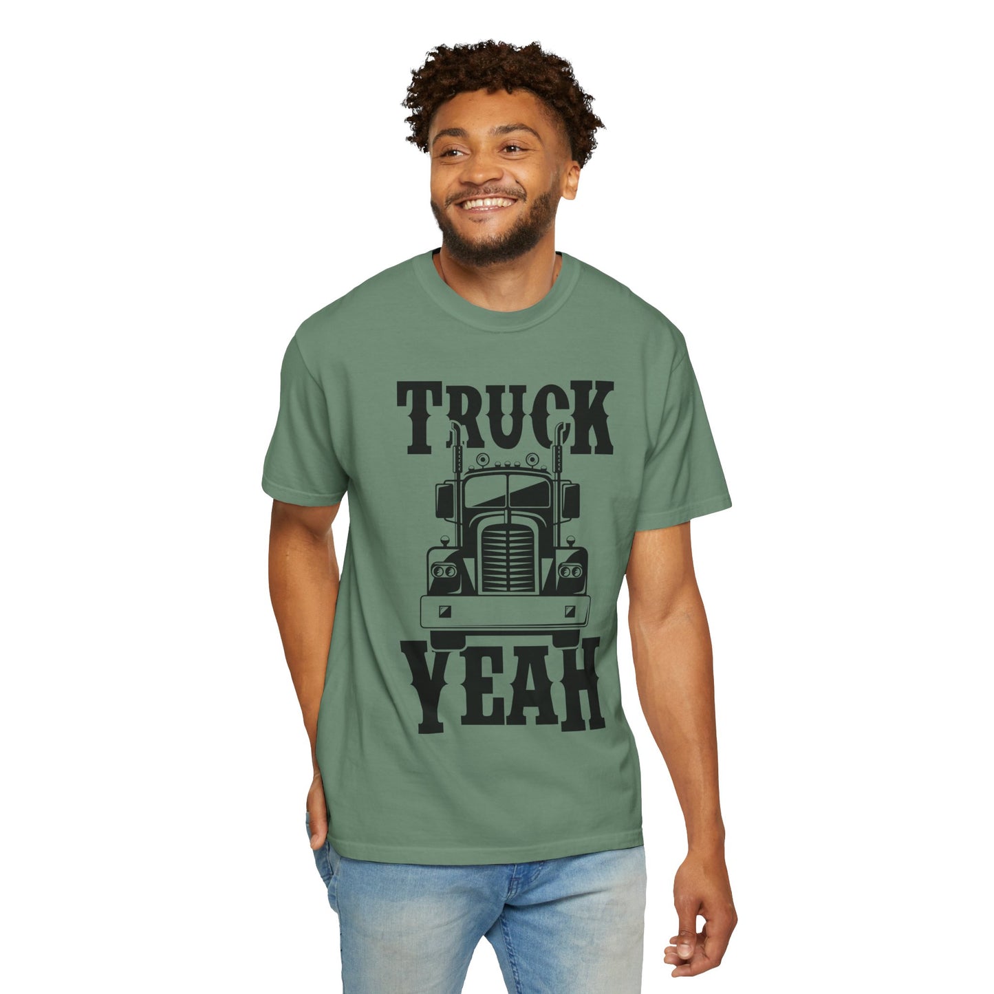 Truck Yeah Unisex Garment-Dyed T-Shirt, Casual Tee, Gift for Truck Lovers, Birthday Present, Road Trip Apparel, Fun Outdoors Shirt
