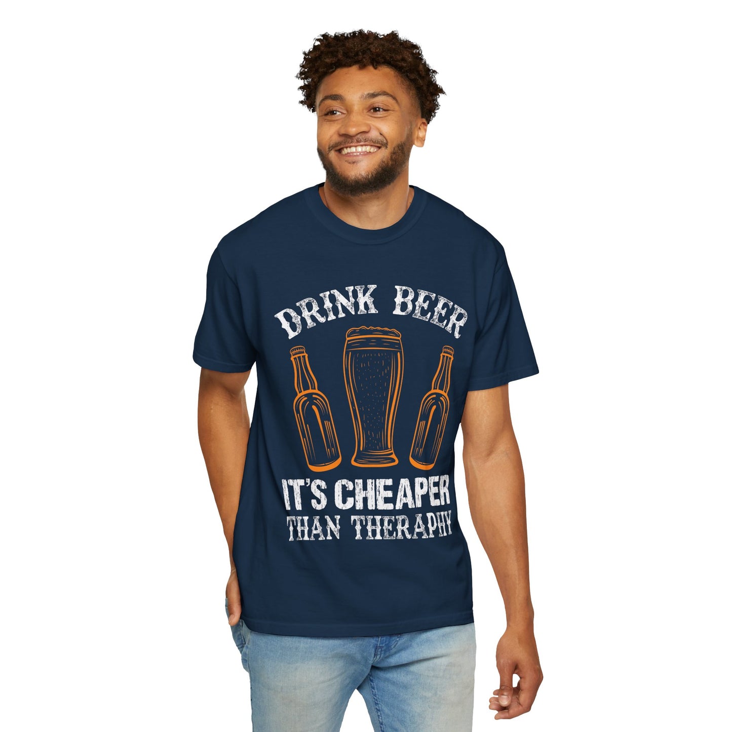 "Drink Beer – It’s Cheaper Than Therapy" Funny T-Shirt 🍻😂