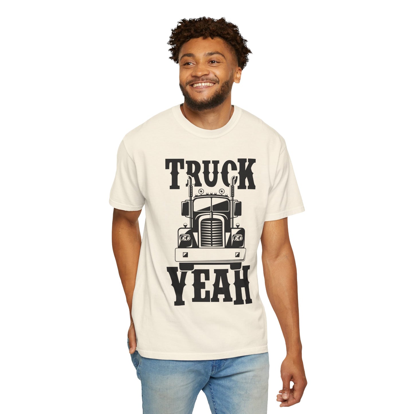 Truck Yeah Unisex Garment-Dyed T-Shirt, Casual Tee, Gift for Truck Lovers, Birthday Present, Road Trip Apparel, Fun Outdoors Shirt
