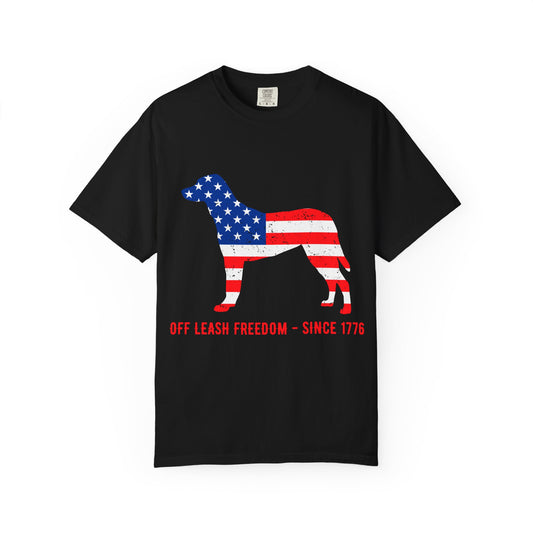 Freedom Dog Graphic T-Shirt, USA Flag Tee, Unisex Dog Lover Shirt, Patriotic Gift for Dog Owners, Casual Everyday Wear