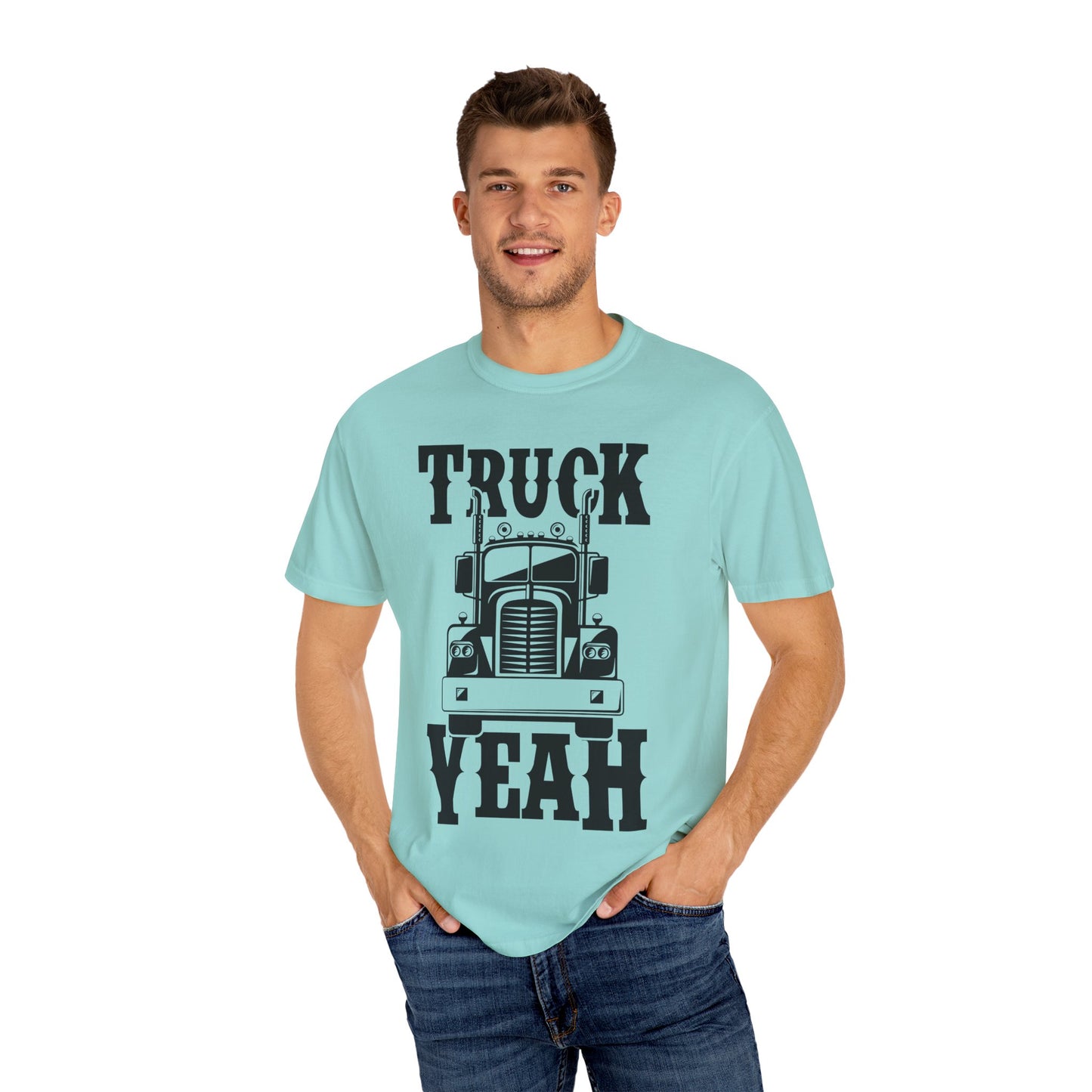 Truck Yeah Unisex Garment-Dyed T-Shirt, Casual Tee, Gift for Truck Lovers, Birthday Present, Road Trip Apparel, Fun Outdoors Shirt