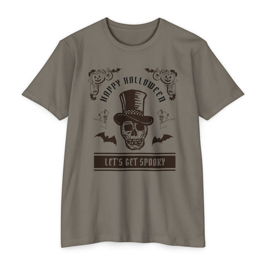 🎩💀🦇🎃🕺👻🕷️✨ Let’s Get Spooky – Classy Halloween Skull in Top Hat Tee