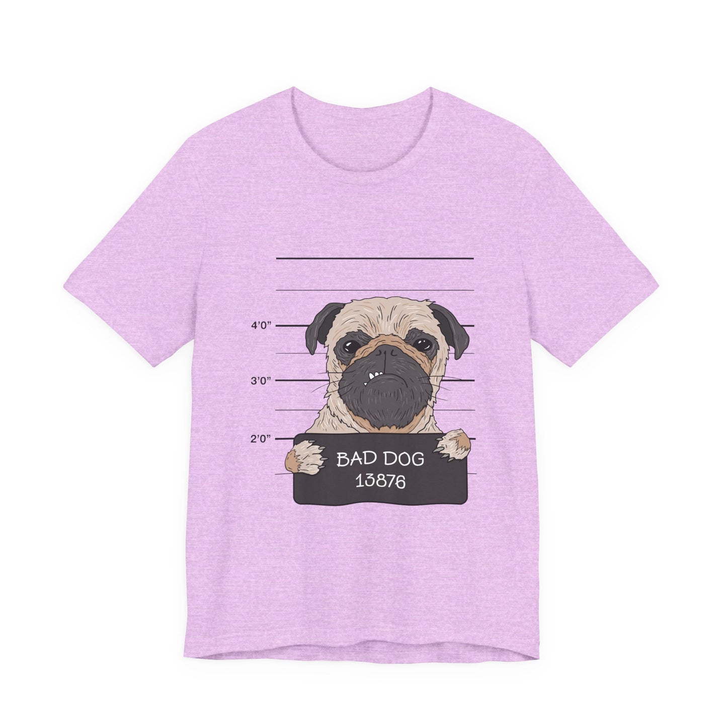 Funny Pug Shirt – Bad Dog Mugshot Graphic T-Shirt