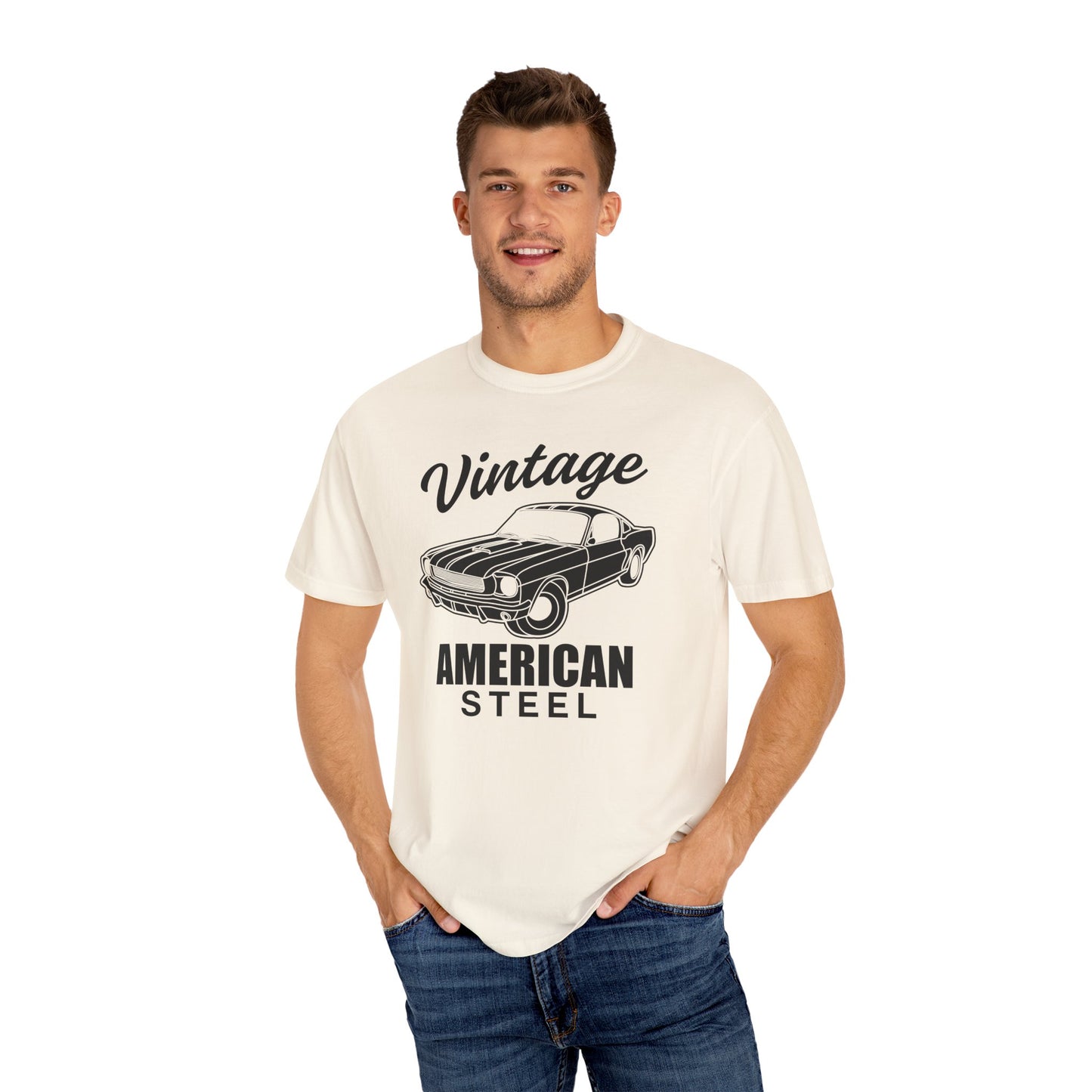Vintage American Steel T-Shirt, Retro Car Tee, Unisex Graphic Shirt, Gift for Car Lovers, 70s Style Apparel, Casual Everyday Wear