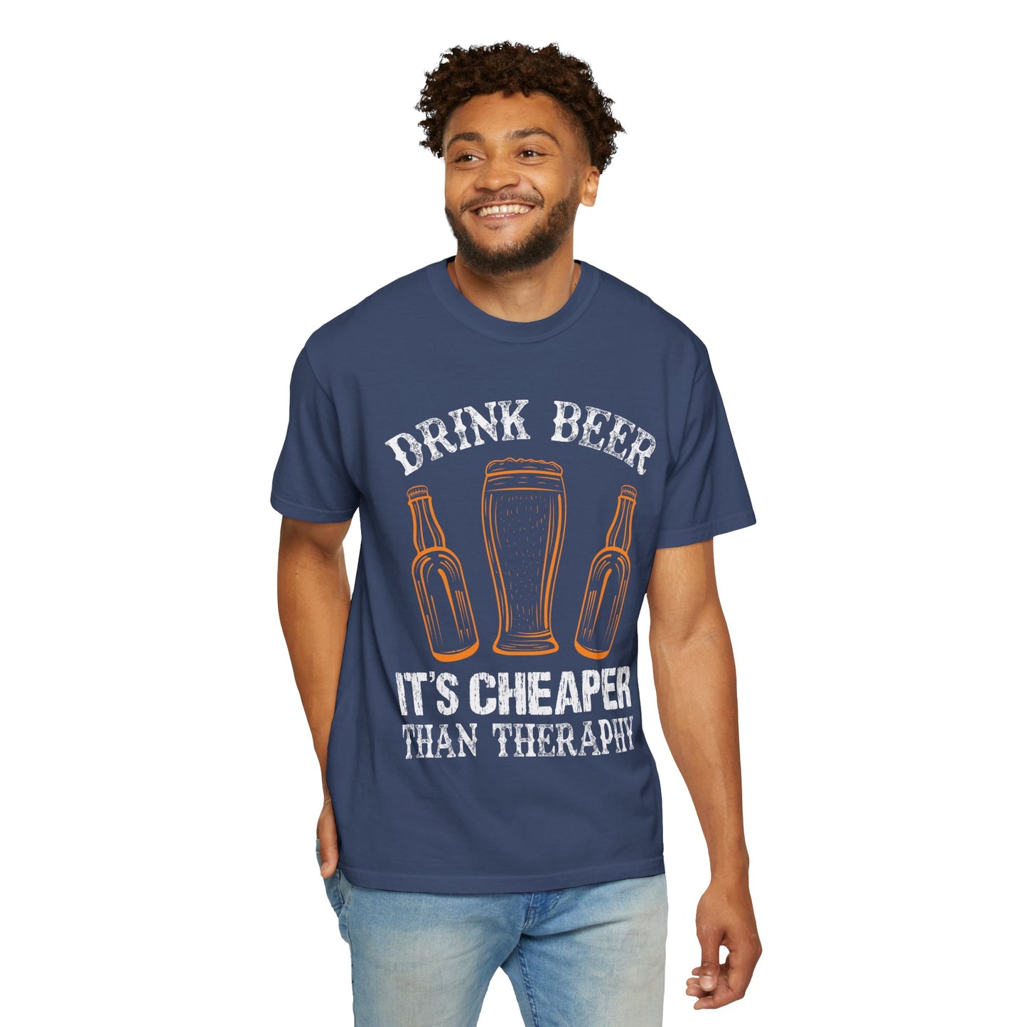 "Drink Beer – It’s Cheaper Than Therapy" Funny T-Shirt 🍻😂