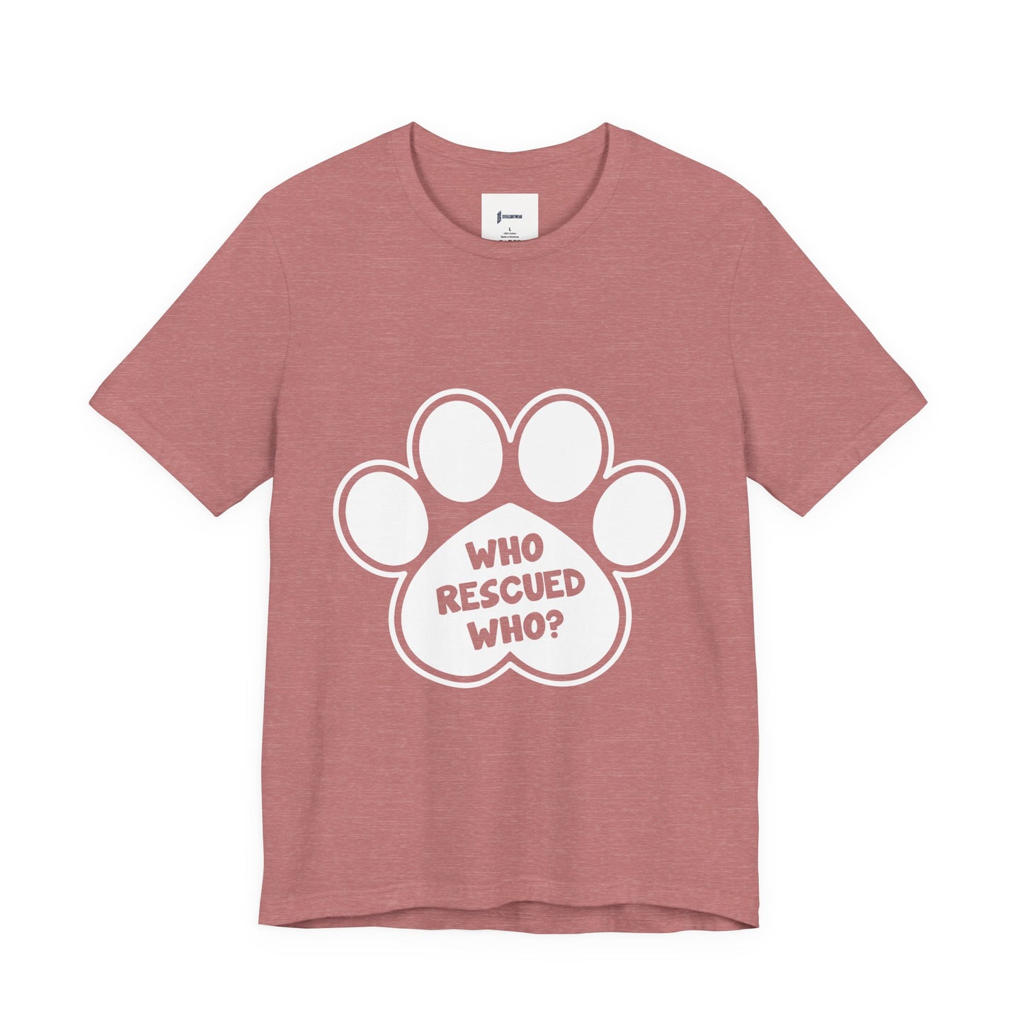 Who Rescued Who Shirt – Dog Rescue Paw Print Graphic Tee