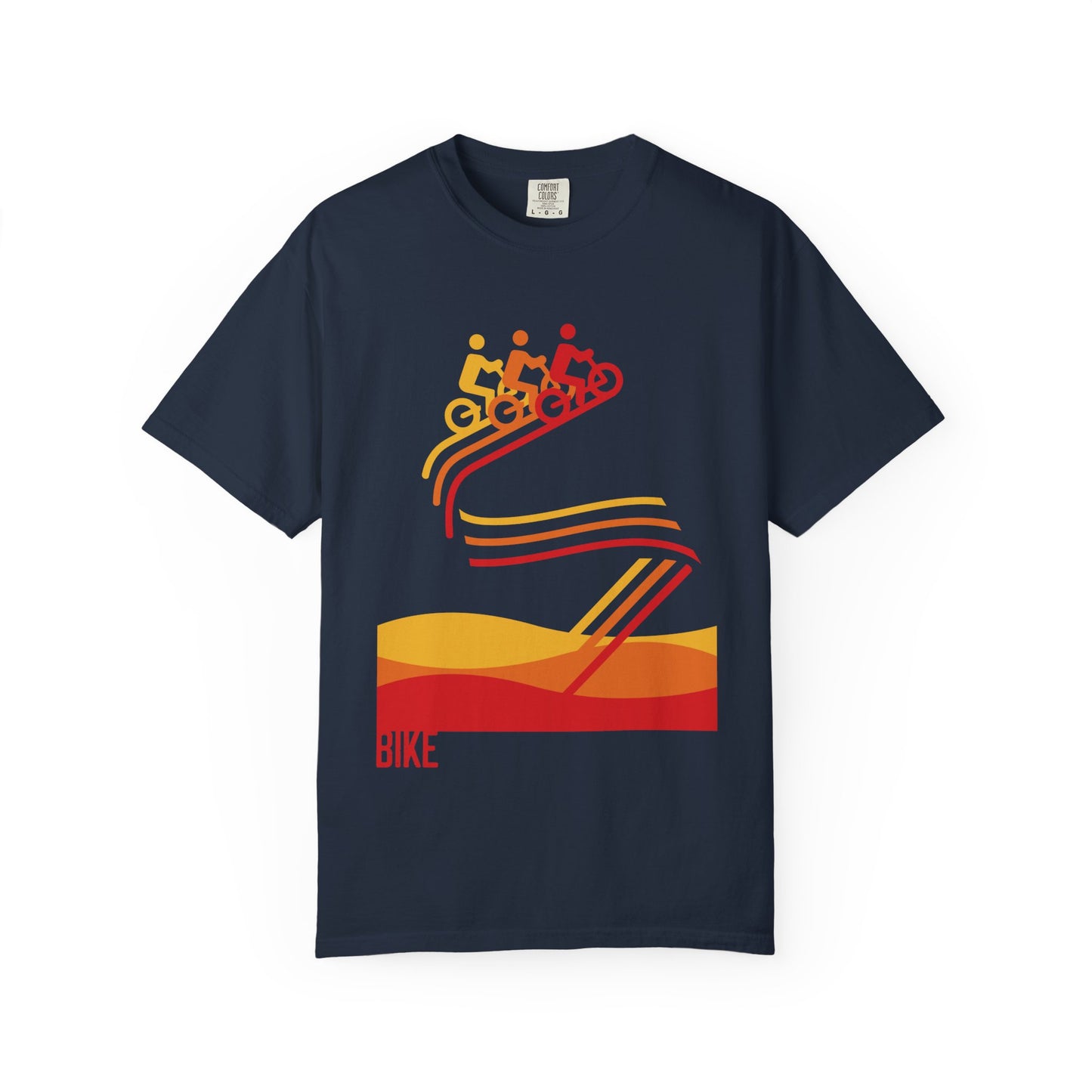 Colorful Cycling Adventure T-Shirt, Unisex Graphic Tee, Gift for Bikers, Summer Casual Wear, Outdoor Activity Shirt