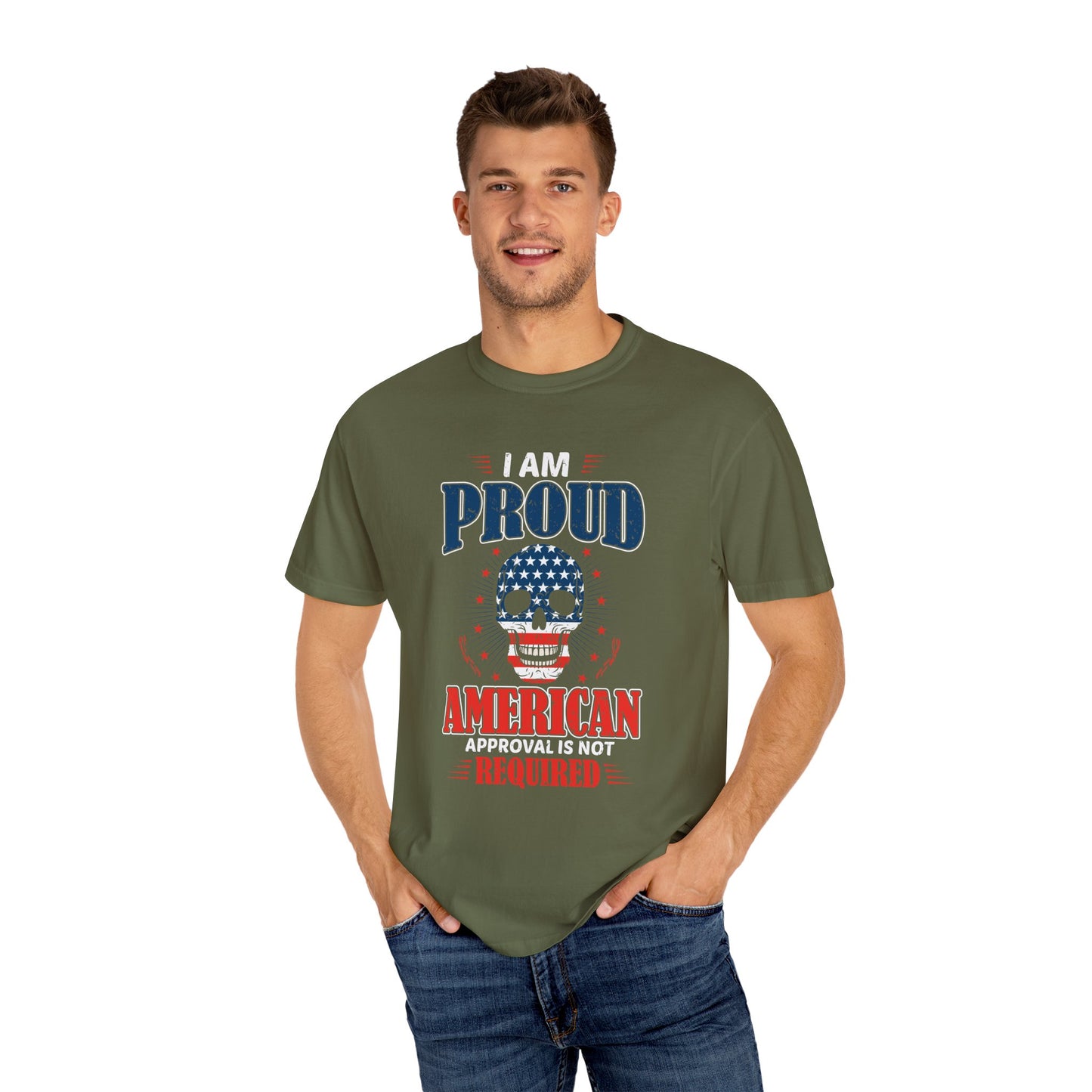 Patriotic Graphic T-shirt - I Am Proud American, Unisex Tee for Independence Day, Memorial Day, Veterans Day, Casual Wear