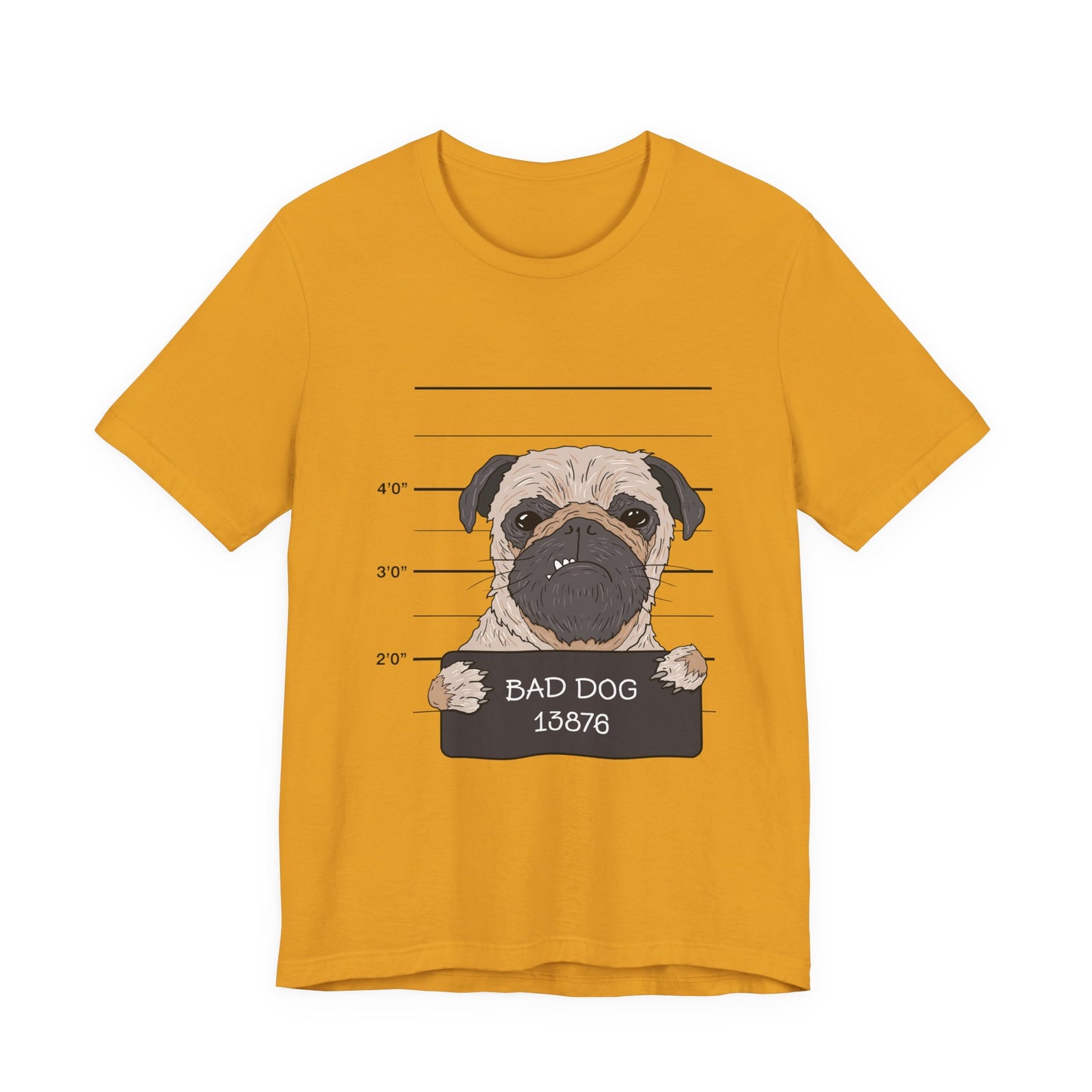 Funny Pug Shirt – Bad Dog Mugshot Graphic T-Shirt