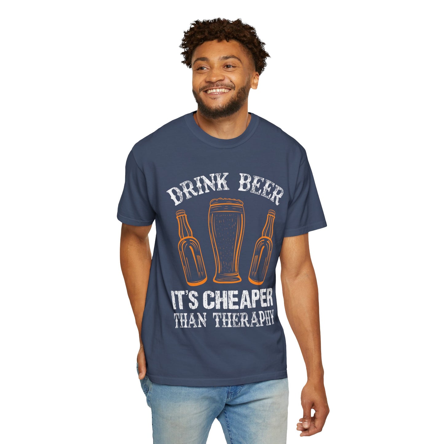 "Drink Beer – It’s Cheaper Than Therapy" Funny T-Shirt 🍻😂