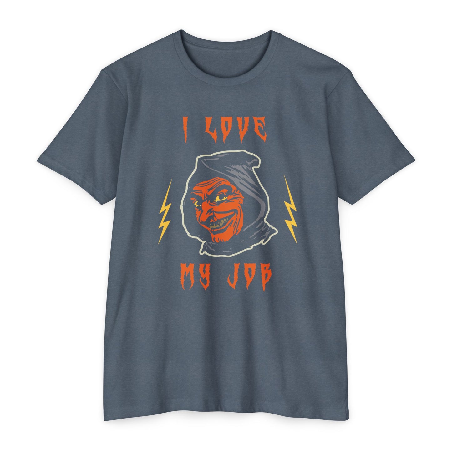 ⚡😈💼🖤🎃👻🕷️💀⚡I Love My Job – Sarcastic Halloween Grim Reaper T-Shirt