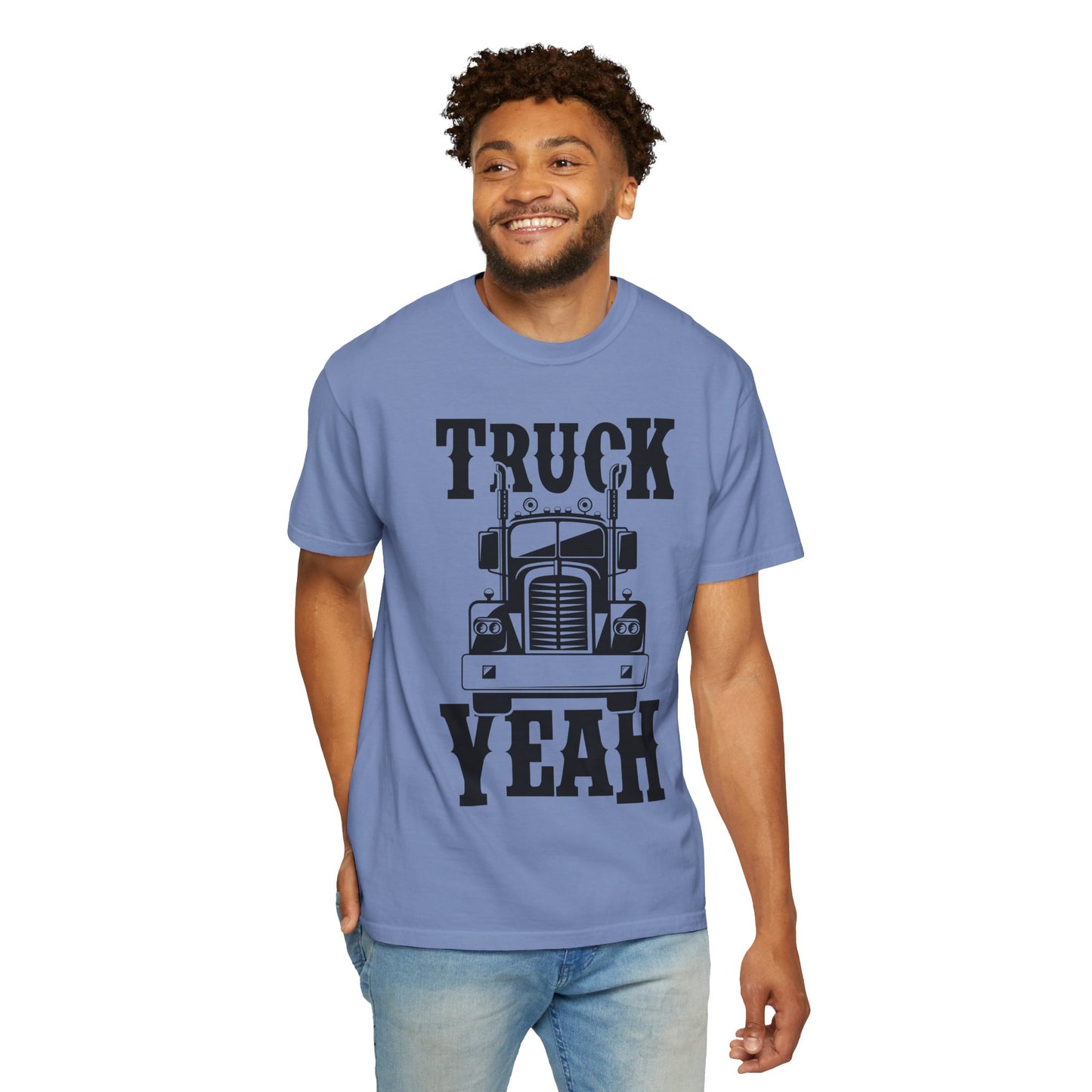 Truck Yeah Unisex Garment-Dyed T-Shirt, Casual Tee, Gift for Truck Lovers, Birthday Present, Road Trip Apparel, Fun Outdoors Shirt