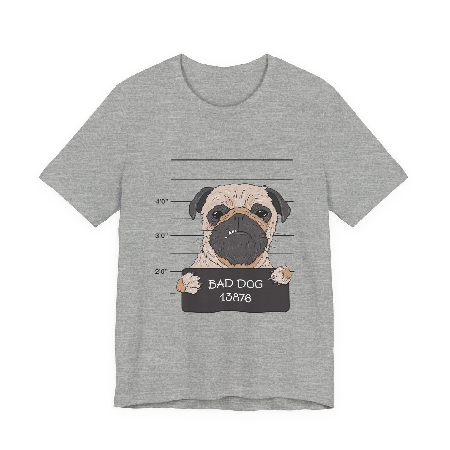 Funny Pug Shirt – Bad Dog Mugshot Graphic T-Shirt