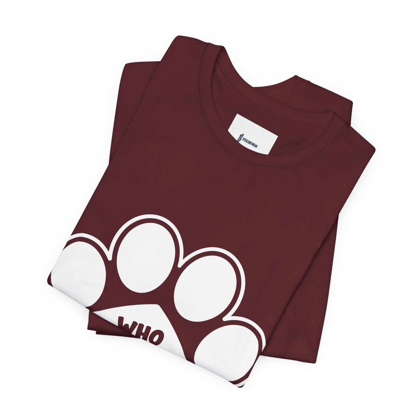 Who Rescued Who Shirt – Dog Rescue Paw Print Graphic Tee