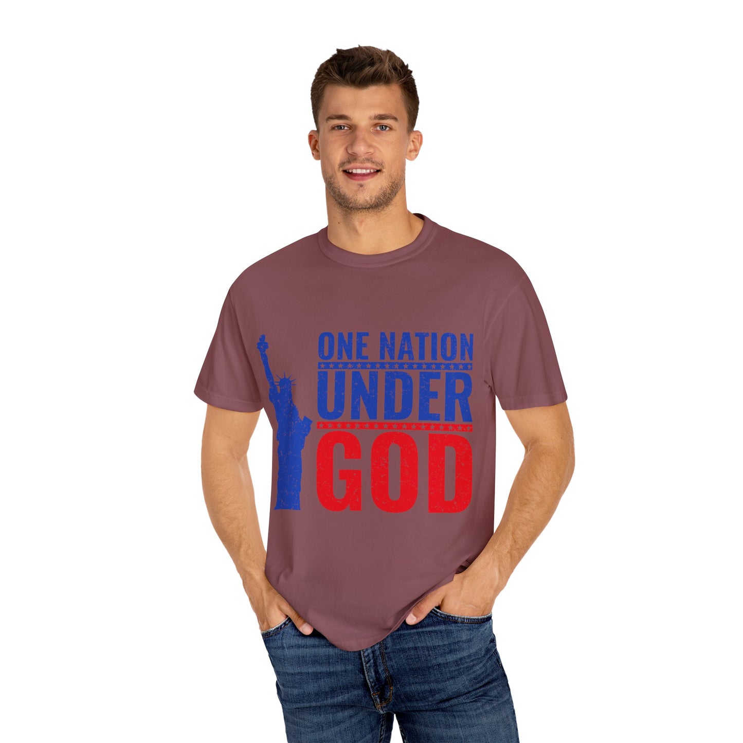 One Nation Under God T-Shirt – Patriotic Christian Tee with Statue of Liberty Design