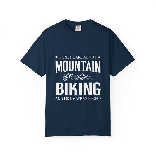 Mountain Biking T-Shirt, Unisex Garment-Dyed Tee, Gifts for Cyclists, Outdoor Adventure Shirt, Casual Wear