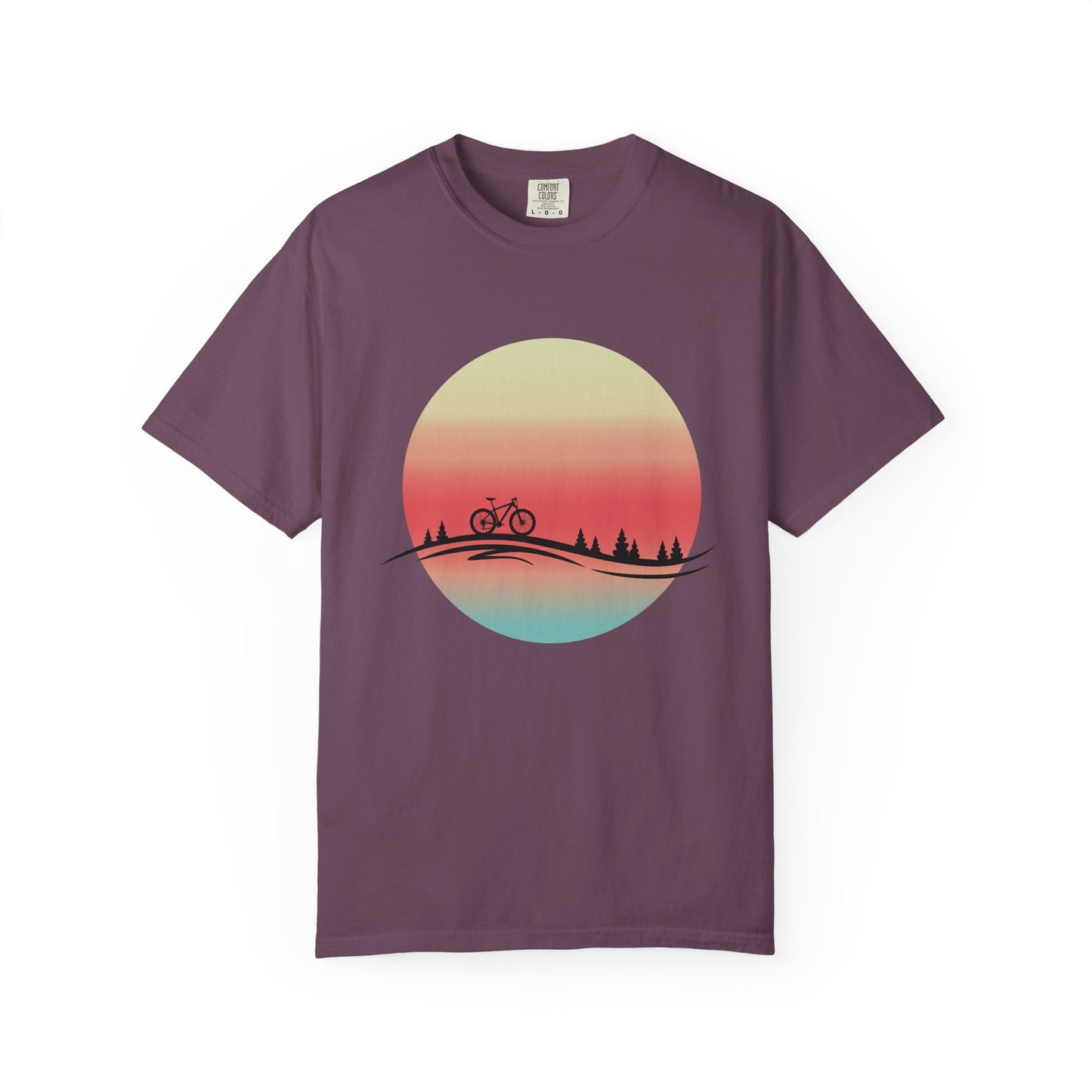 Sunset Bicycle Unisex Garment-Dyed T-shirt, Relaxed Fit Tee, Adventure Shirt, Cycling Gift, Outdoor Apparel