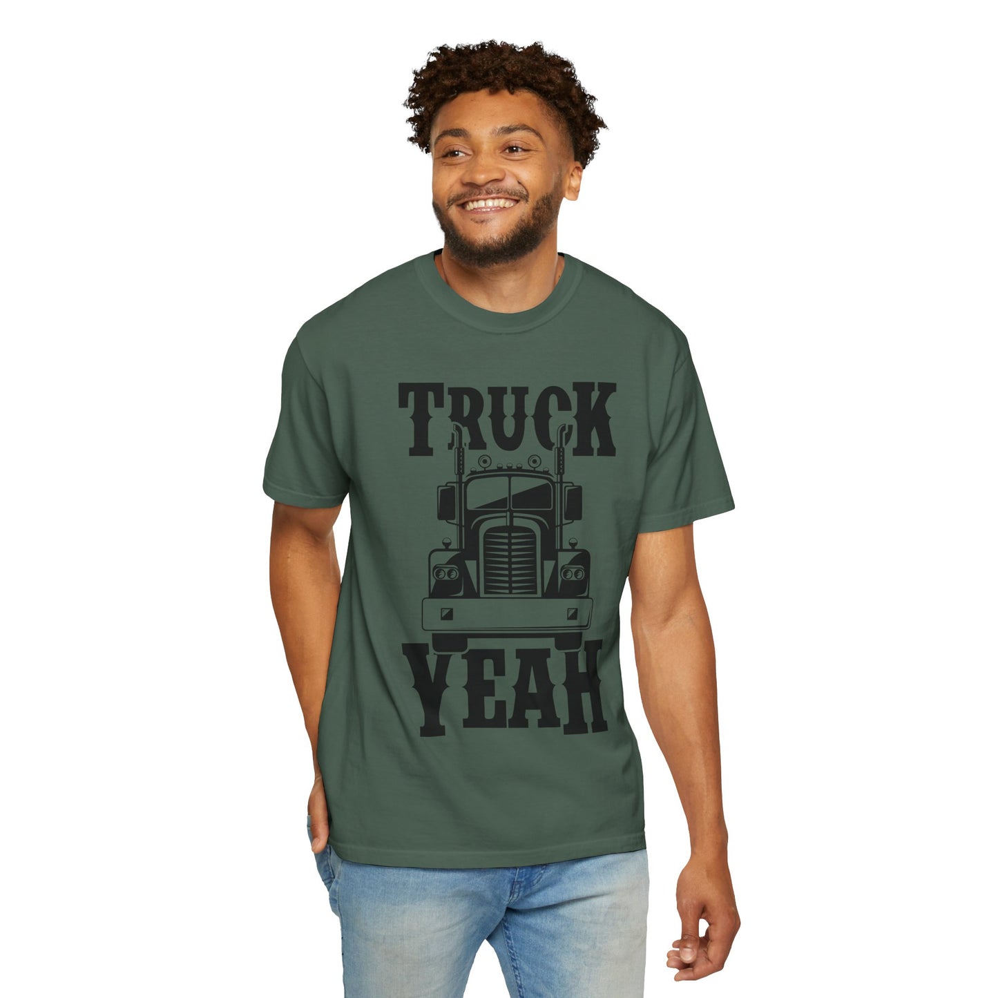 Truck Yeah Unisex Garment-Dyed T-Shirt, Casual Tee, Gift for Truck Lovers, Birthday Present, Road Trip Apparel, Fun Outdoors Shirt
