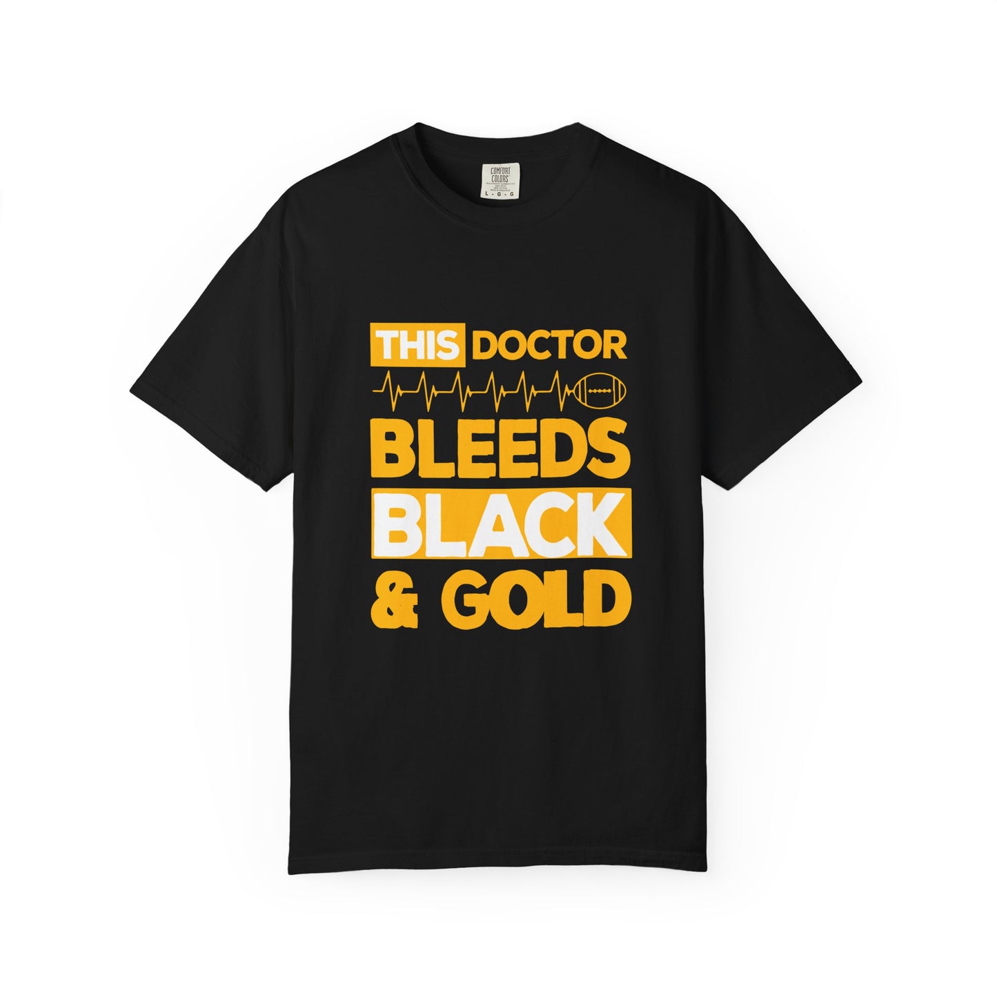 Doctor Bleeds Black & Gold T-Shirt, Unisex Tee for Healthcare Workers, Gift for Medical Professionals, Birthday Gift, Team Spirit Apparel