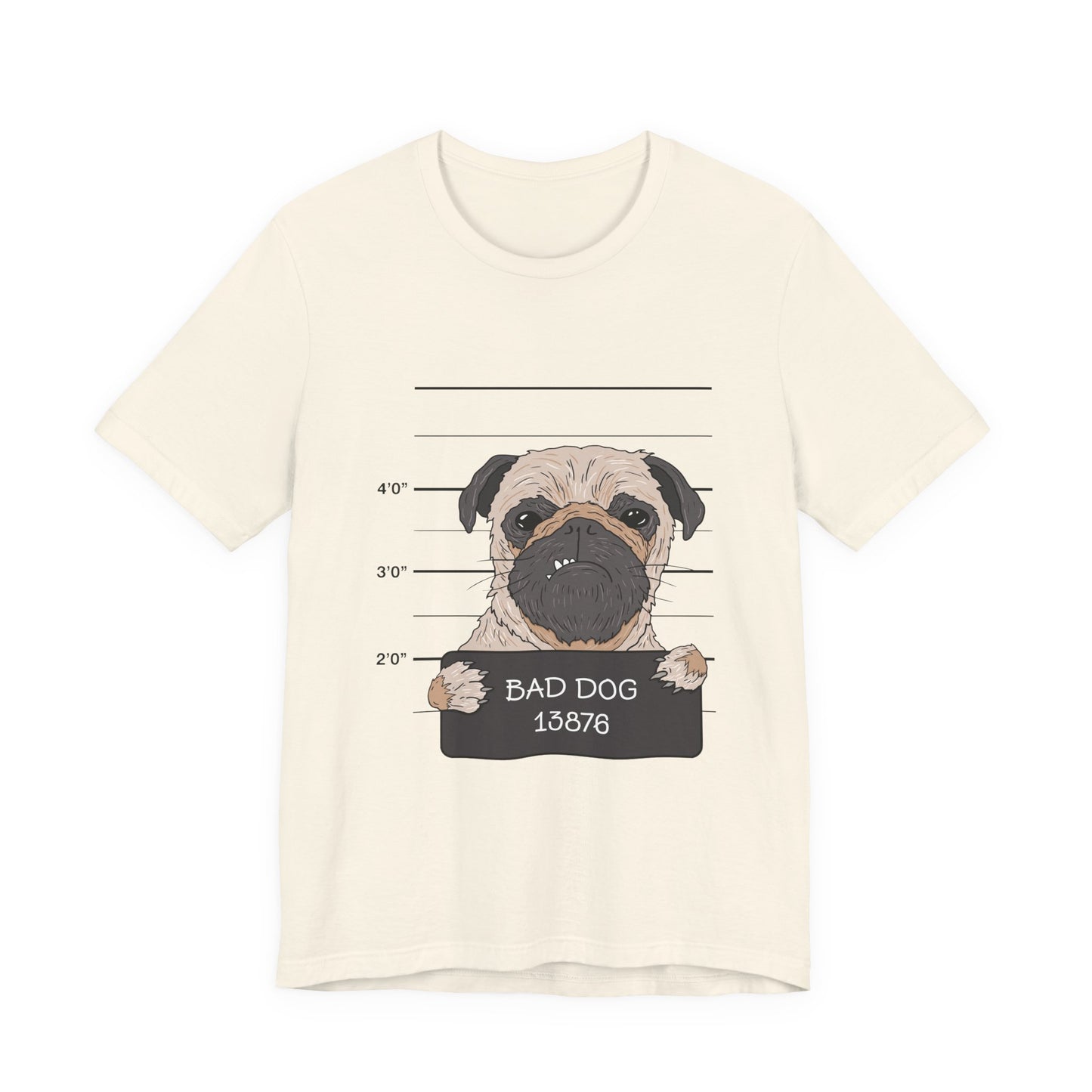 Funny Pug Shirt – Bad Dog Mugshot Graphic T-Shirt