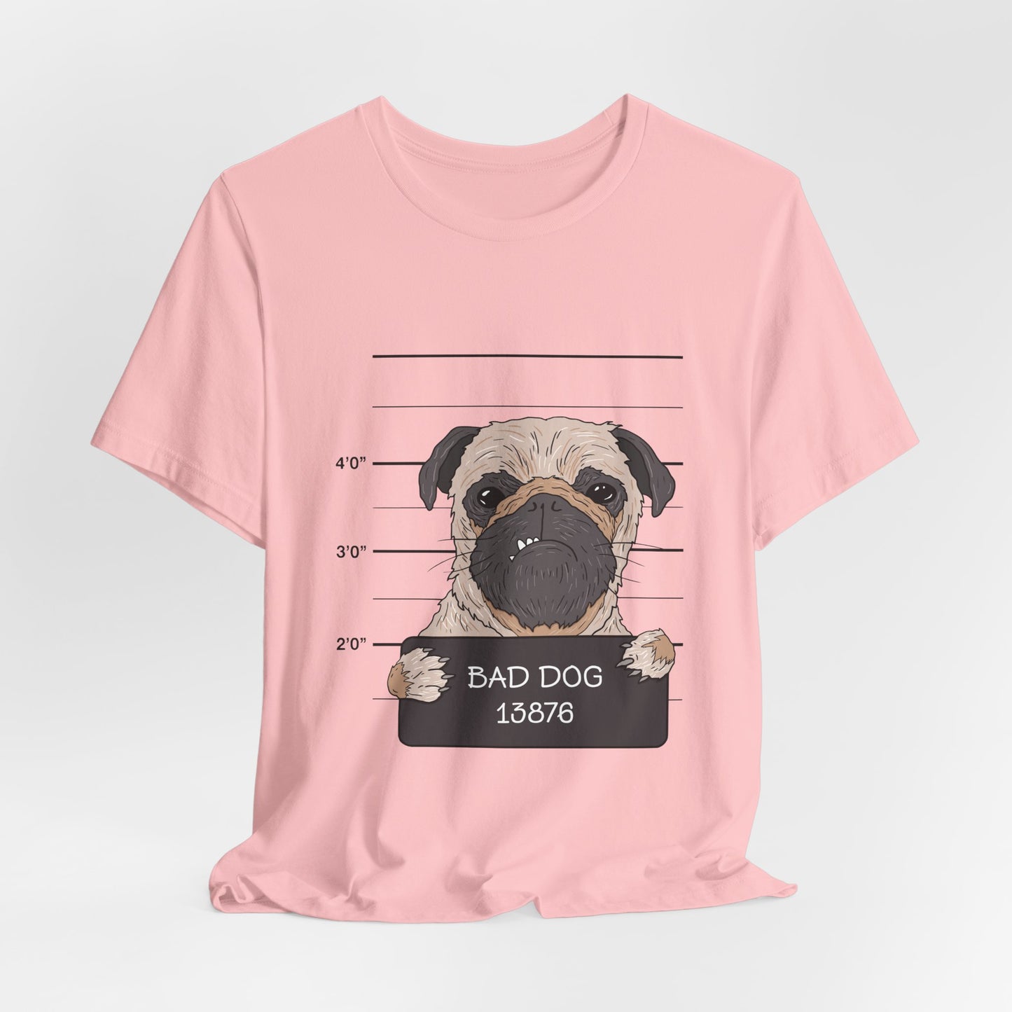 Funny Pug Shirt – Bad Dog Mugshot Graphic T-Shirt