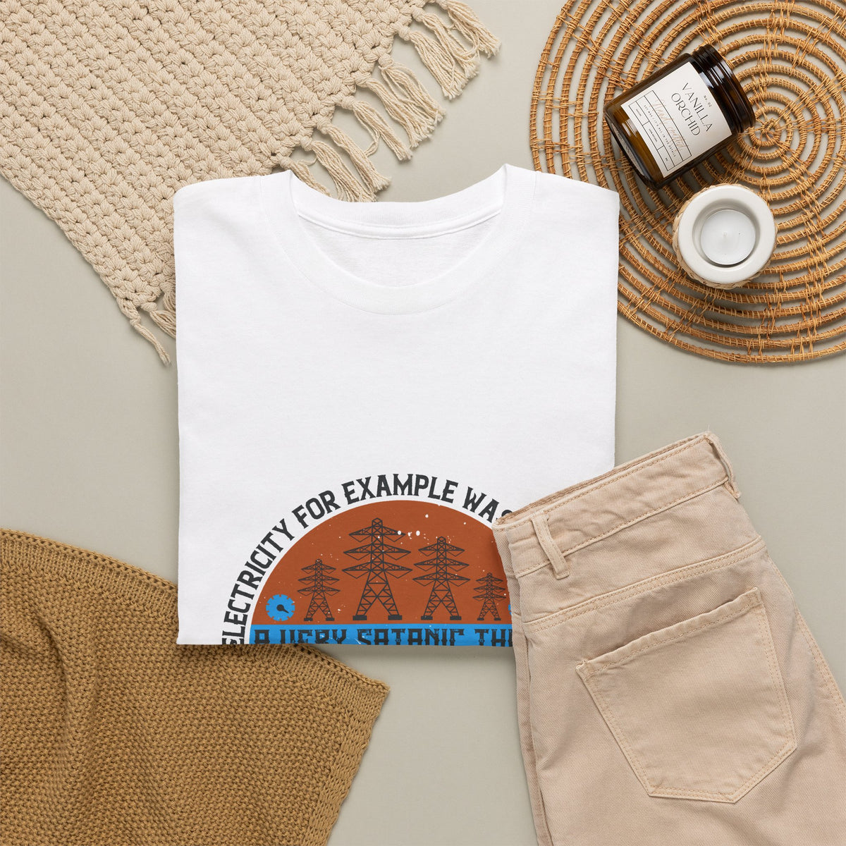 Electrician Humor Shirt – Electricity Was Once Considered Satanic