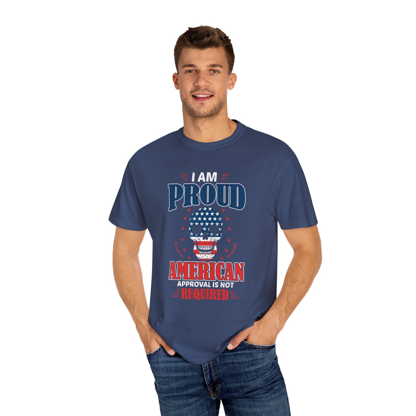 Patriotic Graphic T-shirt - I Am Proud American, Unisex Tee for Independence Day, Memorial Day, Veterans Day, Casual Wear