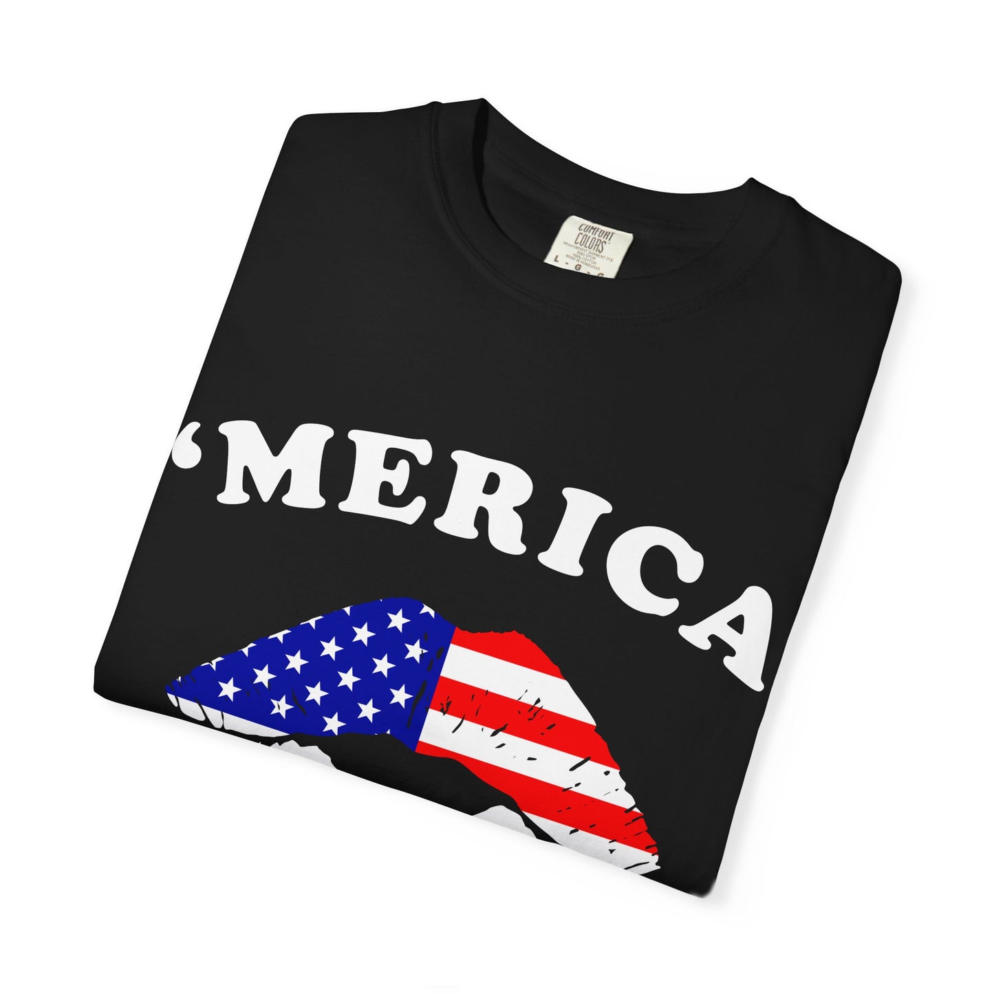 ‘Merica Lips T-Shirt – Patriotic Kiss Tee for Women Who Love Their Country Loud & Proud