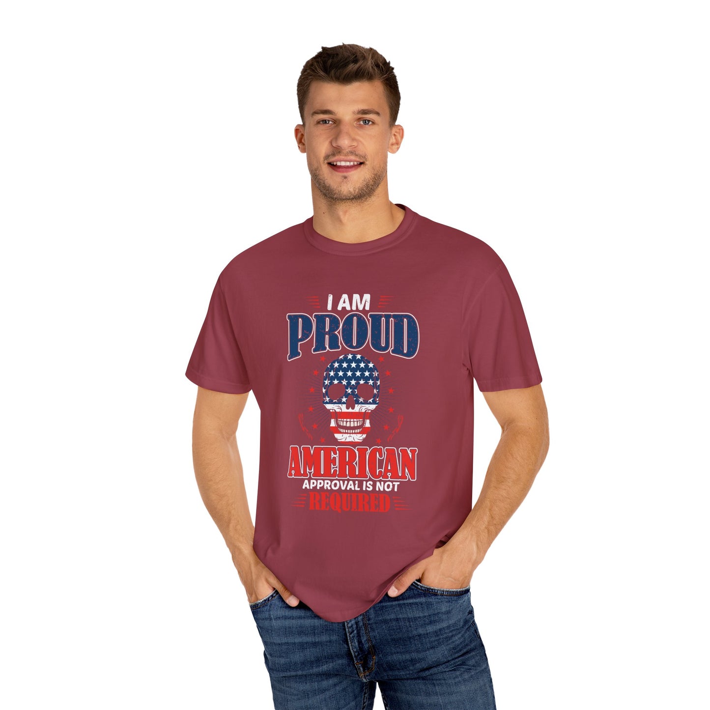 Patriotic Graphic T-shirt - I Am Proud American, Unisex Tee for Independence Day, Memorial Day, Veterans Day, Casual Wear