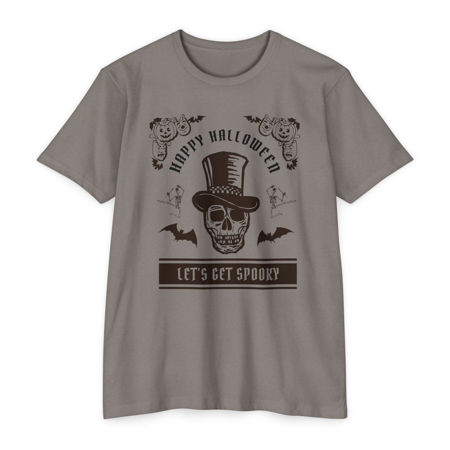 🎩💀🦇🎃🕺👻🕷️✨ Let’s Get Spooky – Classy Halloween Skull in Top Hat Tee