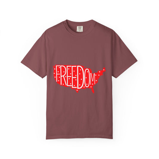 Freedom USA Unisex Garment-Dyed T-shirt, Casual Tee, Independence Day Apparel, Patriotic Shirt, Gift for Americans, USA Pride