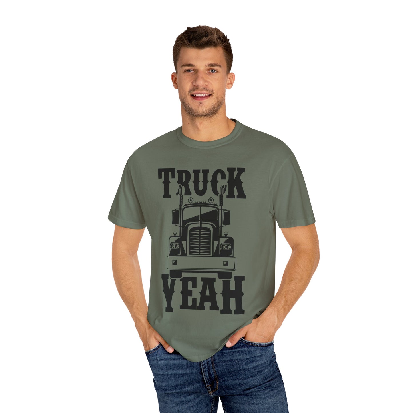 Truck Yeah Unisex Garment-Dyed T-Shirt, Casual Tee, Gift for Truck Lovers, Birthday Present, Road Trip Apparel, Fun Outdoors Shirt