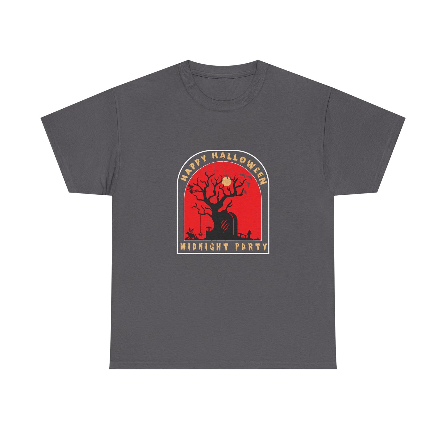 🕷️ “Happy Halloween Midnight Party” Haunted Tree Graveyard Tee 🌕