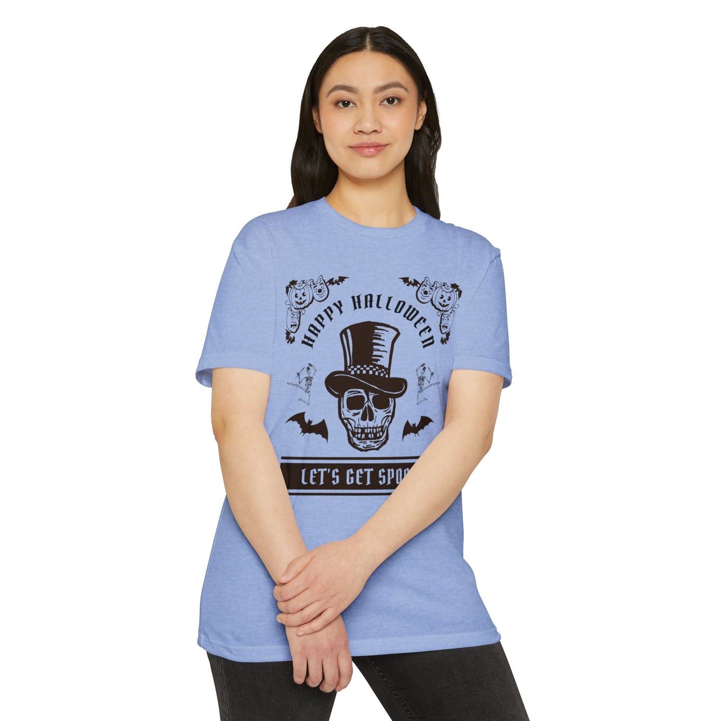🎩💀🦇🎃🕺👻🕷️✨ Let’s Get Spooky – Classy Halloween Skull in Top Hat Tee