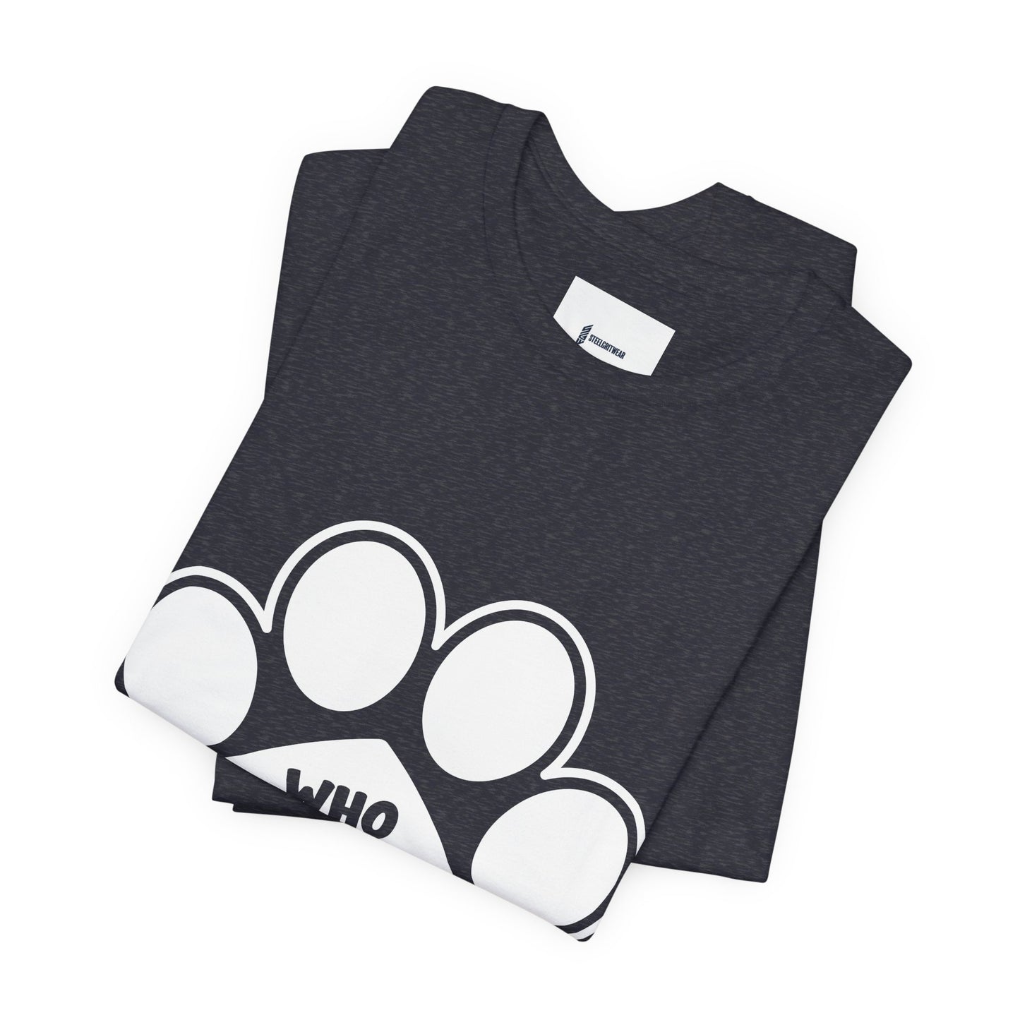 Who Rescued Who Shirt – Dog Rescue Paw Print Graphic Tee