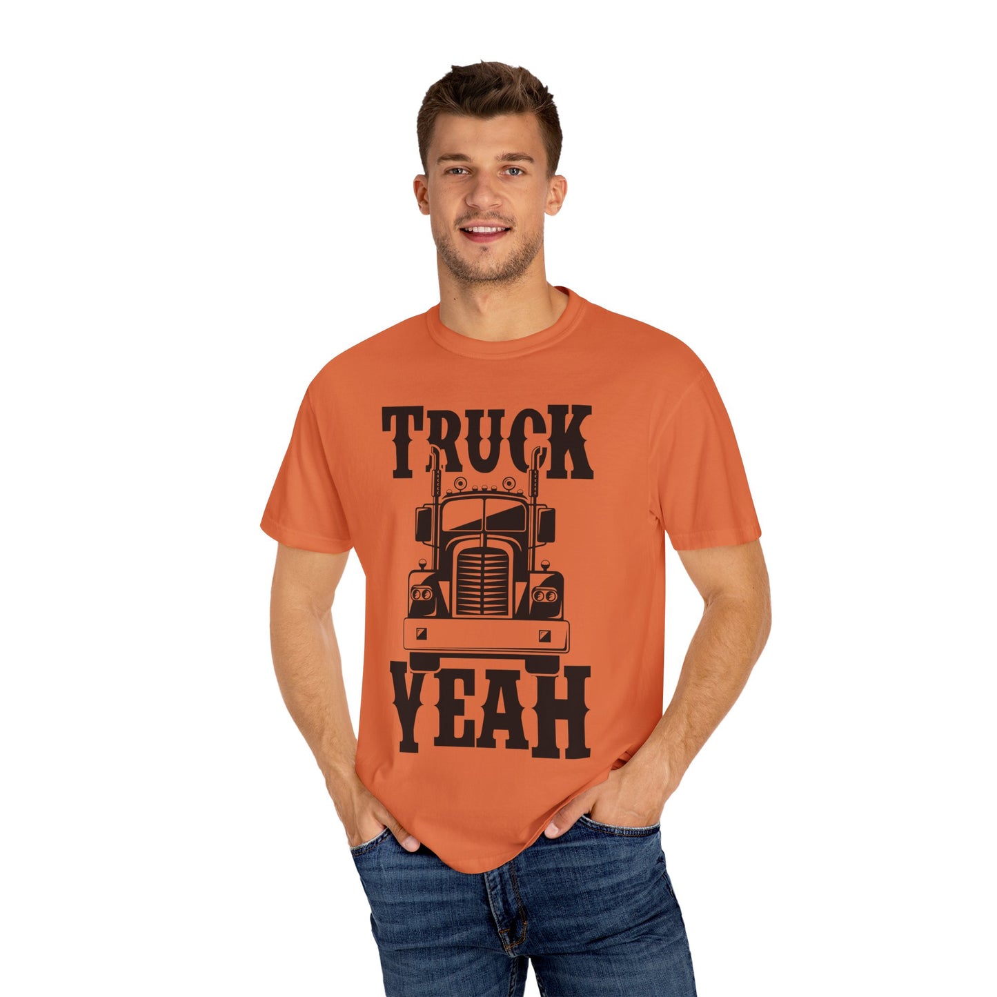 Truck Yeah Unisex Garment-Dyed T-Shirt, Casual Tee, Gift for Truck Lovers, Birthday Present, Road Trip Apparel, Fun Outdoors Shirt