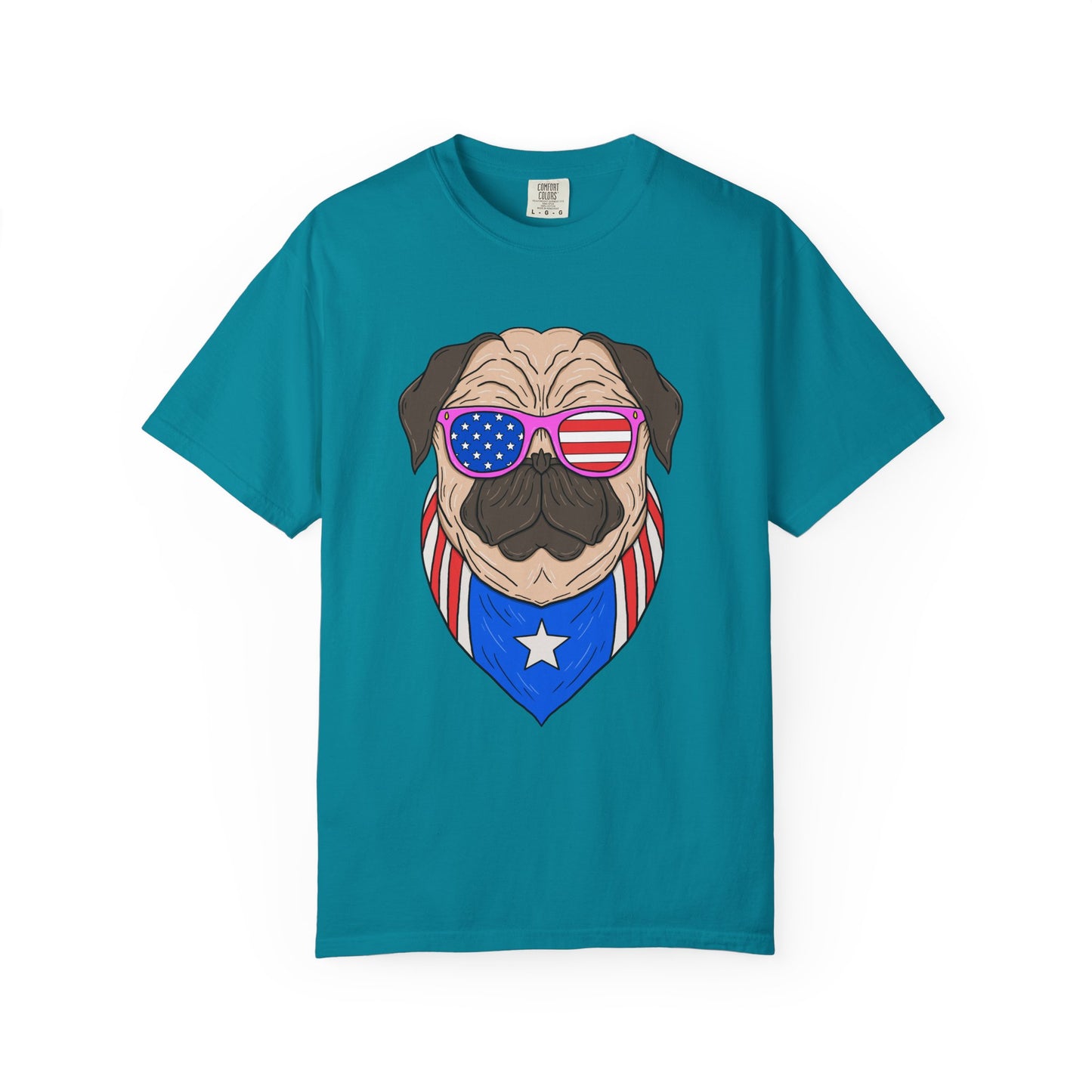 Patriotic Pug T-Shirt, Unisex Graphic Tee, Fourth of July Gift, Dog Lover Apparel, Casual Summer Wear, Unique Pet Tee