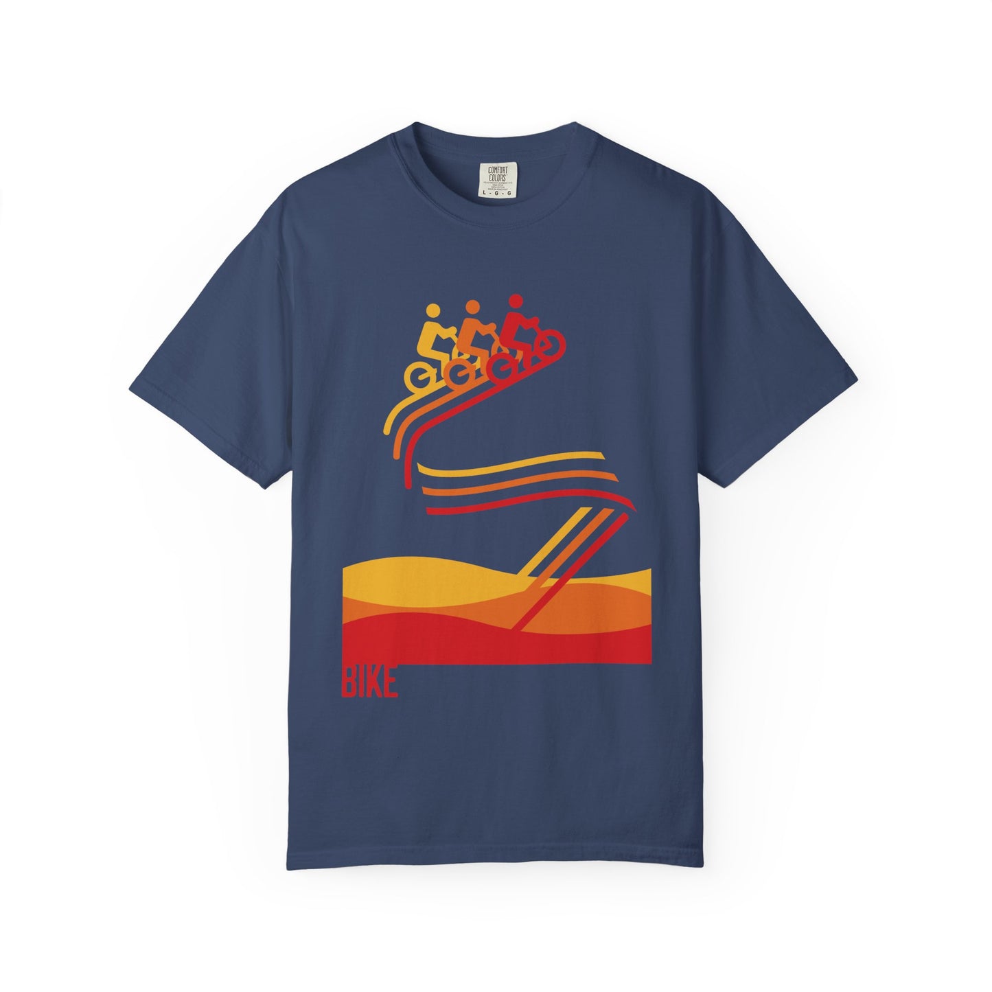 Colorful Cycling Adventure T-Shirt, Unisex Graphic Tee, Gift for Bikers, Summer Casual Wear, Outdoor Activity Shirt